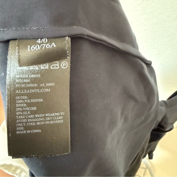 Allsaints Navy Blue/Black Roder Japanese Cloth Silk Blend Dress Size: 0 - Picture 7 of 11